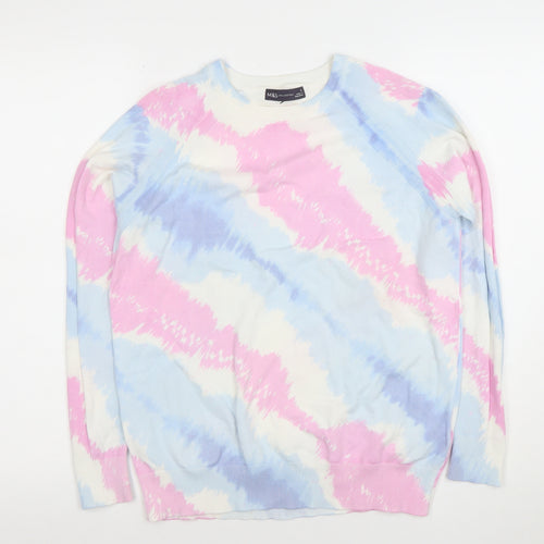 Marks and Spencer Women’s Pink Blue Tie-Dye Pullover Jumper Size S