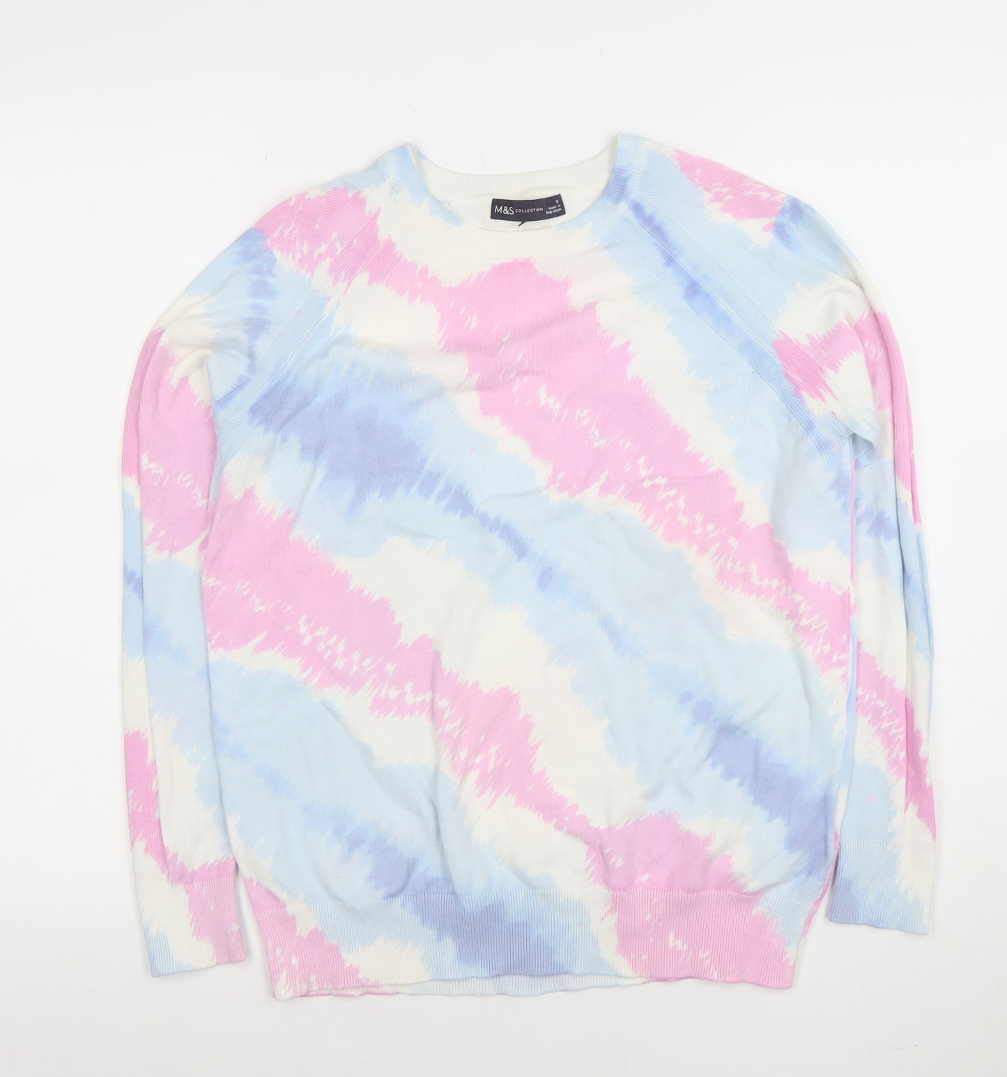 Marks and Spencer Women’s Pink Blue Tie-Dye Pullover Jumper Size S