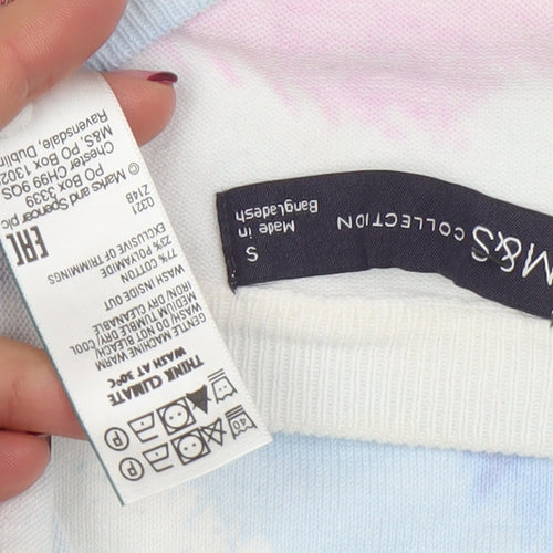 Marks and Spencer Women’s Pink Blue Tie-Dye Pullover Jumper Size S