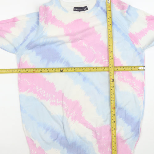 Marks and Spencer Women’s Pink Blue Tie-Dye Pullover Jumper Size S