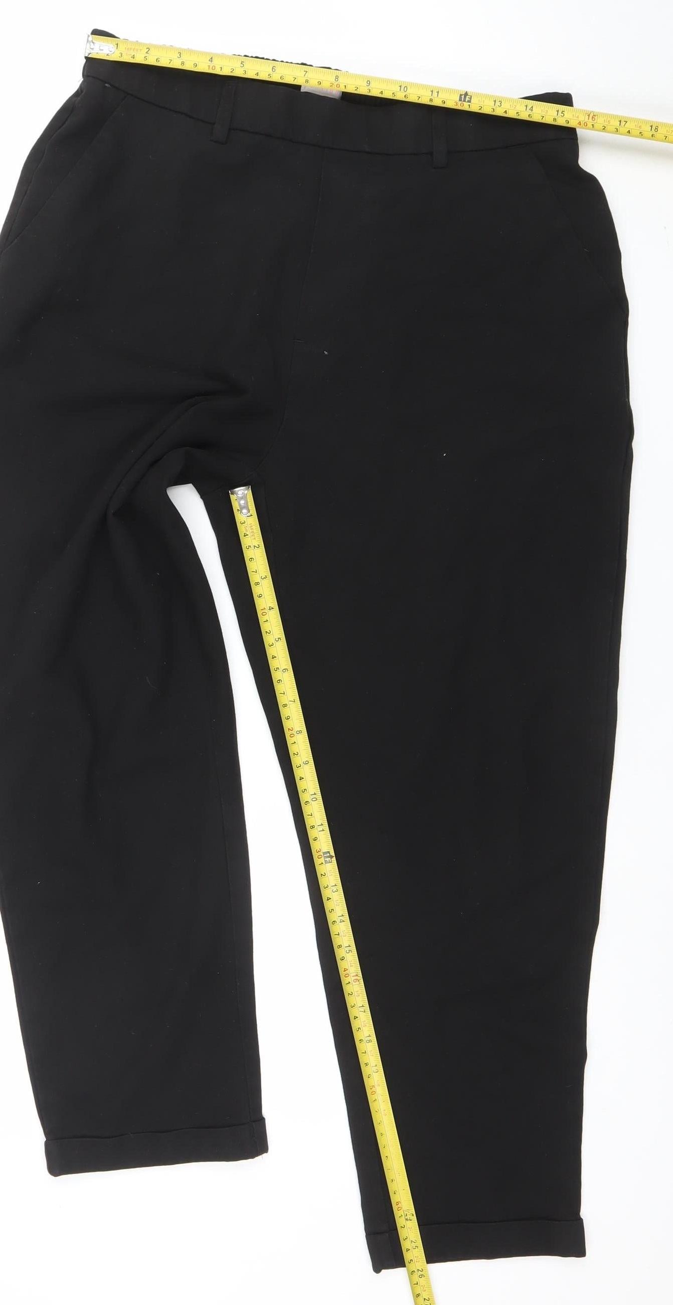 Savida Womens Black Tapered Trousers Size 16 Elastic Waist Workwear