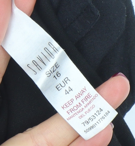 Savida Womens Black Tapered Trousers Size 16 Elastic Waist Workwear