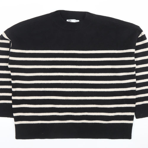 ZARA Women’s Black & White Striped Knit Jumper Size 10