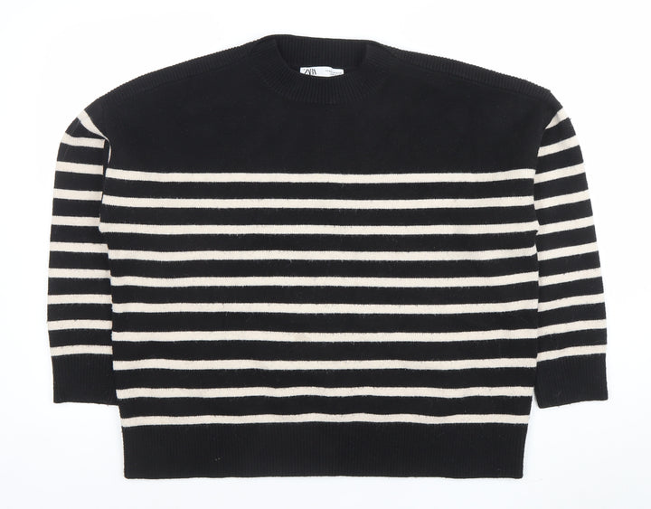 ZARA Women’s Black & White Striped Knit Jumper Size 10