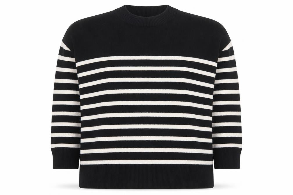 ZARA Women’s Black & White Striped Knit Jumper Size 10