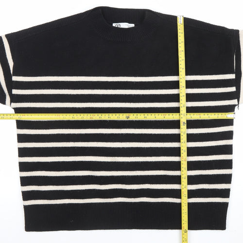 ZARA Women’s Black & White Striped Knit Jumper Size 10