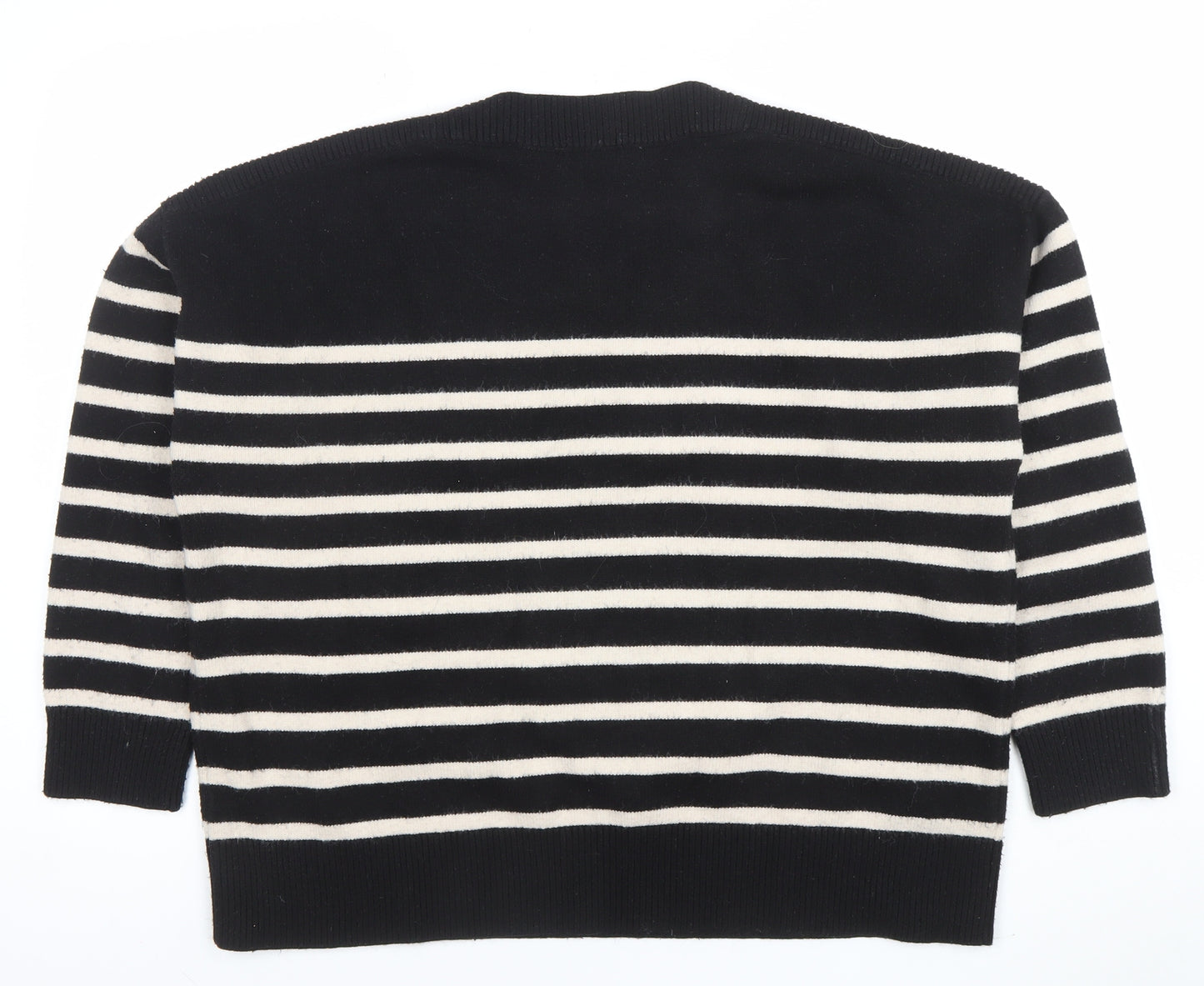 ZARA Women’s Black & White Striped Knit Jumper Size 10