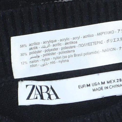 ZARA Women’s Black & White Striped Knit Jumper Size 10