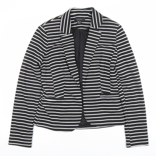 Atmosphere Women Black White Stripe Blazer UK 12 Single-Breasted Jacket