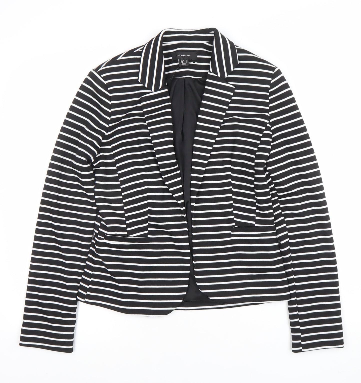 Atmosphere Women Black White Stripe Blazer UK 12 Single-Breasted Jacket