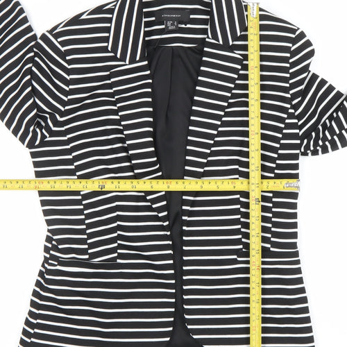 Atmosphere Women Black White Stripe Blazer UK 12 Single-Breasted Jacket