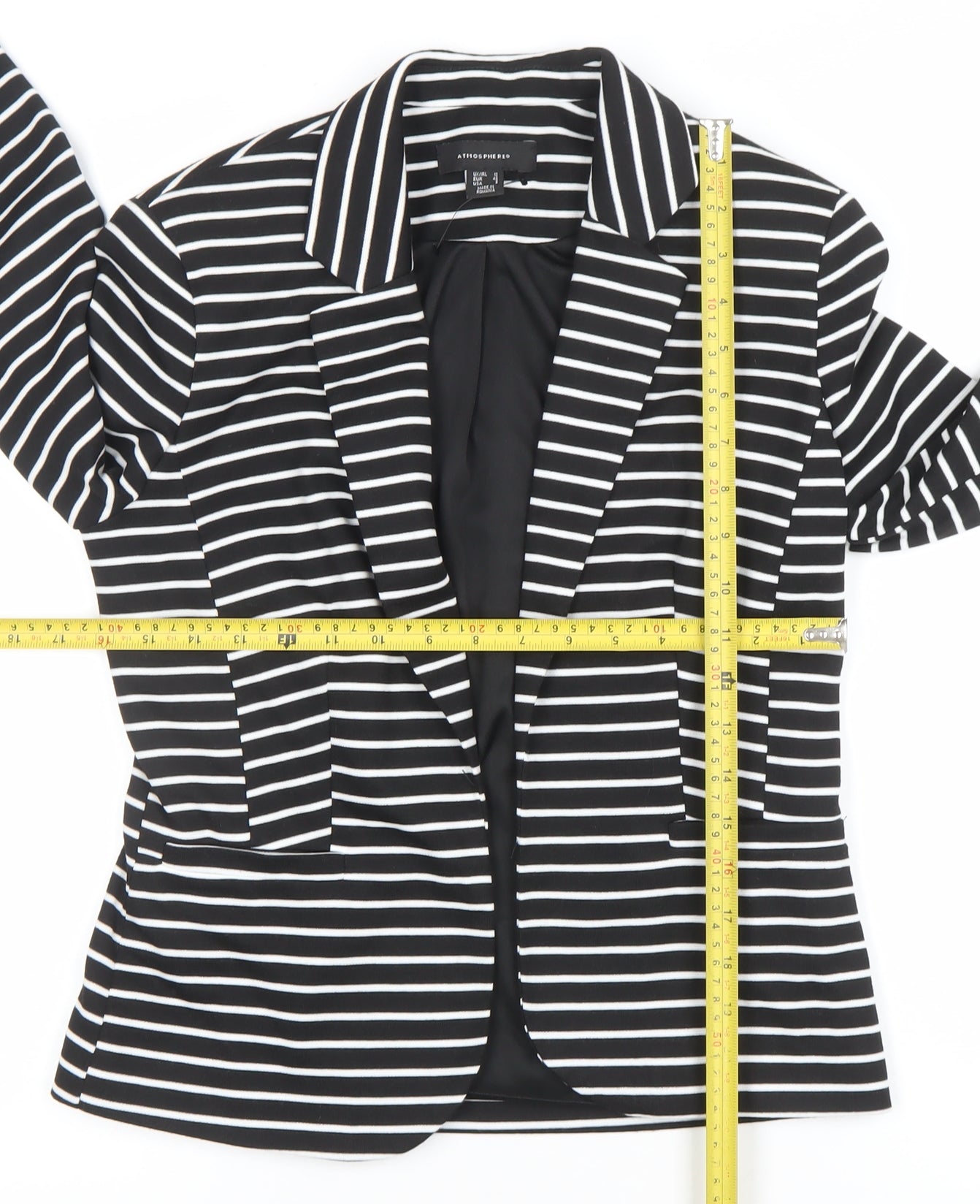 Atmosphere Women Black White Stripe Blazer UK 12 Single-Breasted Jacket