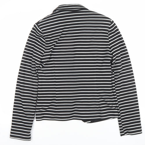 Atmosphere Women Black White Stripe Blazer UK 12 Single-Breasted Jacket