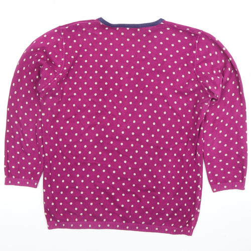 Tulchan Women's Pink Polka Dot Cotton V-Neck Jumper M