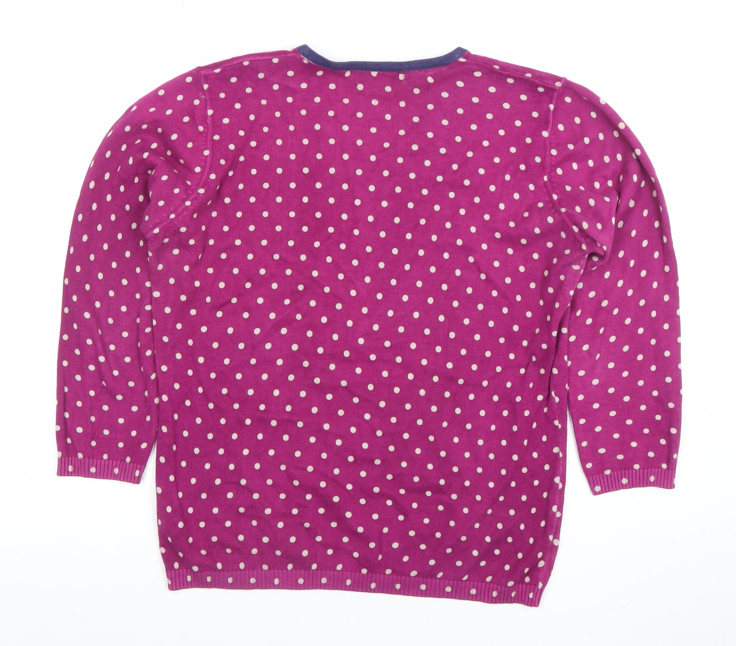 Tulchan Women's Pink Polka Dot Cotton V-Neck Jumper M