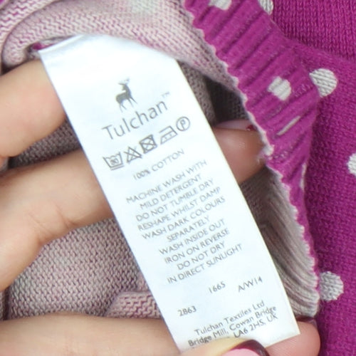 Tulchan Women's Pink Polka Dot Cotton V-Neck Jumper M