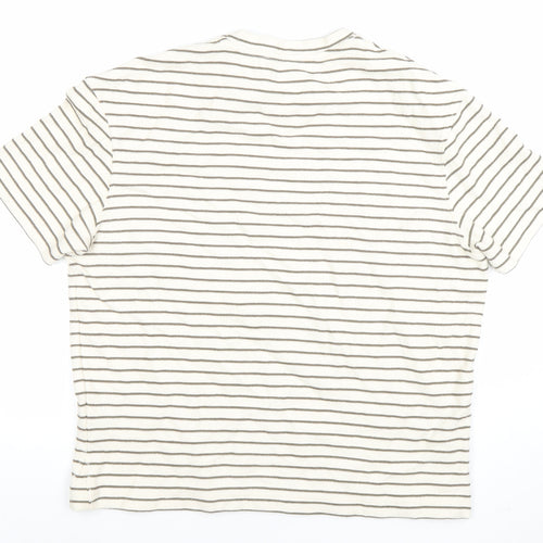Zara Womens Ivory Striped Cotton Blend Short Sleeve T-Shirt S