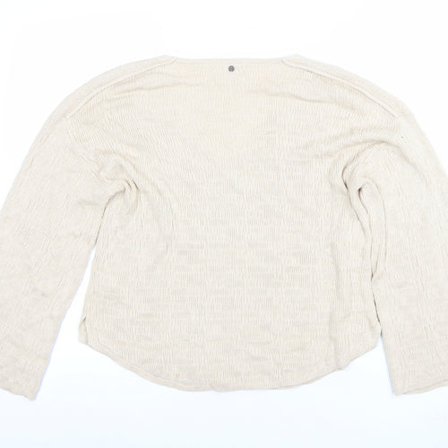 Isay Women Beige V-Neck Knit Pullover Jumper S