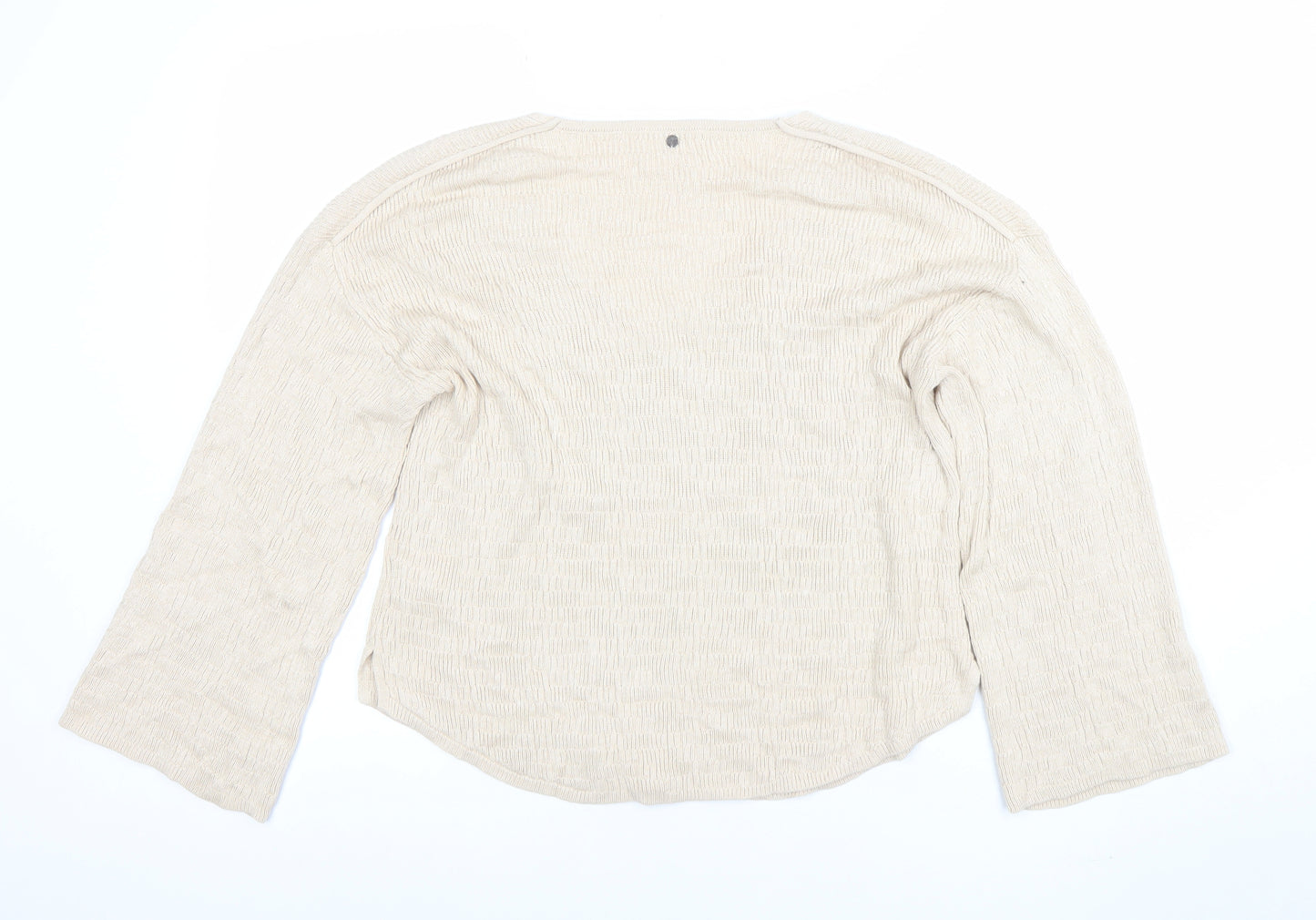 Isay Women Beige V-Neck Knit Pullover Jumper S