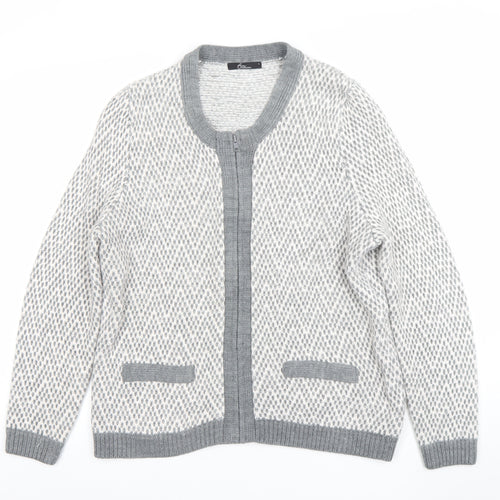 BN Collection Women's Grey Wool Zip Cardigan L