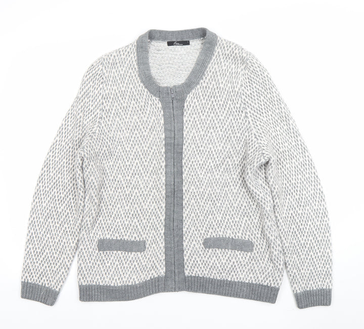 BN Collection Women's Grey Wool Zip Cardigan L