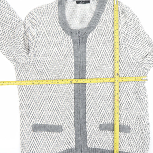 BN Collection Women's Grey Wool Zip Cardigan L