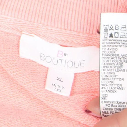 B by Boutique Women Pink XL Pullover Sweatshirt Cotton Elastane