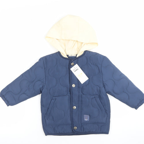 Pepco Baby Unisex Blue Quilted Hooded Jacket 12-18 Months Polyester