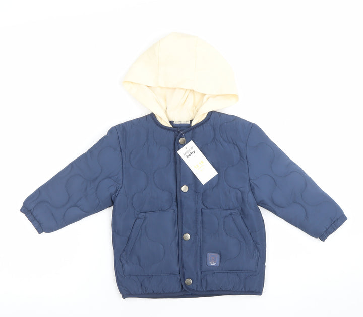 Pepco Baby Unisex Blue Quilted Hooded Jacket 12-18 Months Polyester