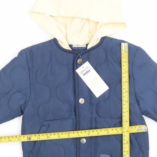 Pepco Baby Unisex Blue Quilted Hooded Jacket 12-18 Months Polyester