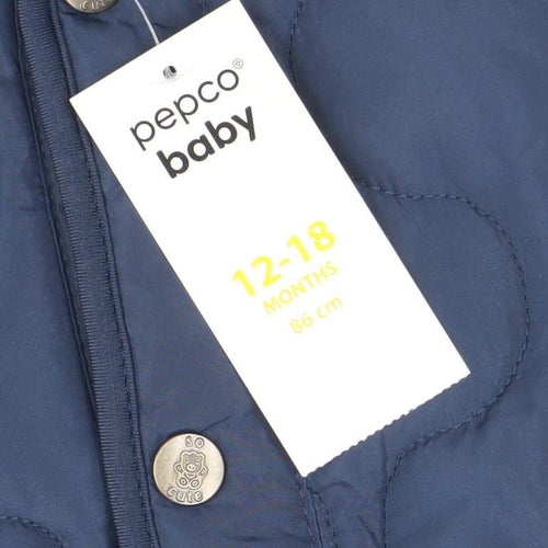 Pepco Baby Unisex Blue Quilted Hooded Jacket 12-18 Months Polyester