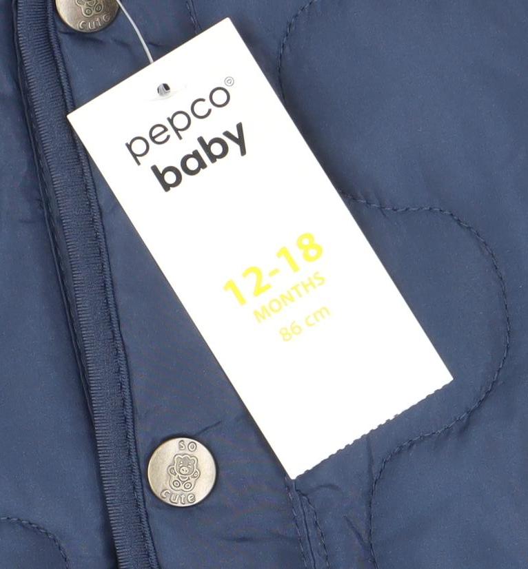 Pepco Baby Unisex Blue Quilted Hooded Jacket 12-18 Months Polyester