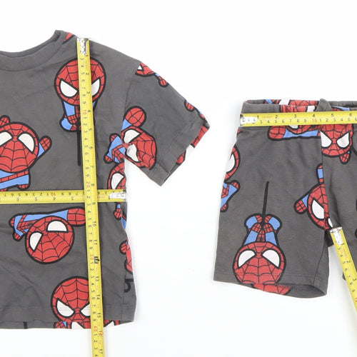 H&M Boys Grey Spider-Man Short Sleeve Outfit Set 2-3 Years 100% Cotton