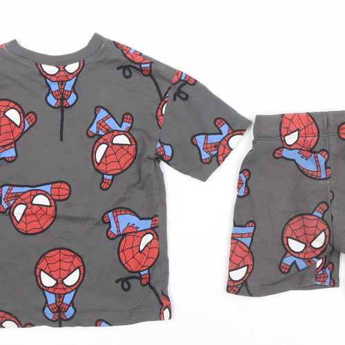 H&M Boys Grey Spider-Man Short Sleeve Outfit Set 2-3 Years 100% Cotton