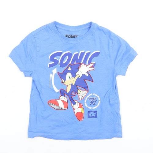 Sonic the Hedgehog Boys Blue Graphic T-Shirt 2-3 Years Short Sleeve Cotton