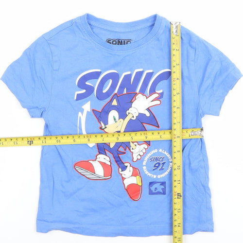 Sonic the Hedgehog Boys Blue Graphic T-Shirt 2-3 Years Short Sleeve Cotton