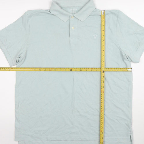 American Eagle Men’s Light Blue Classic Fit Cotton Polo Shirt L