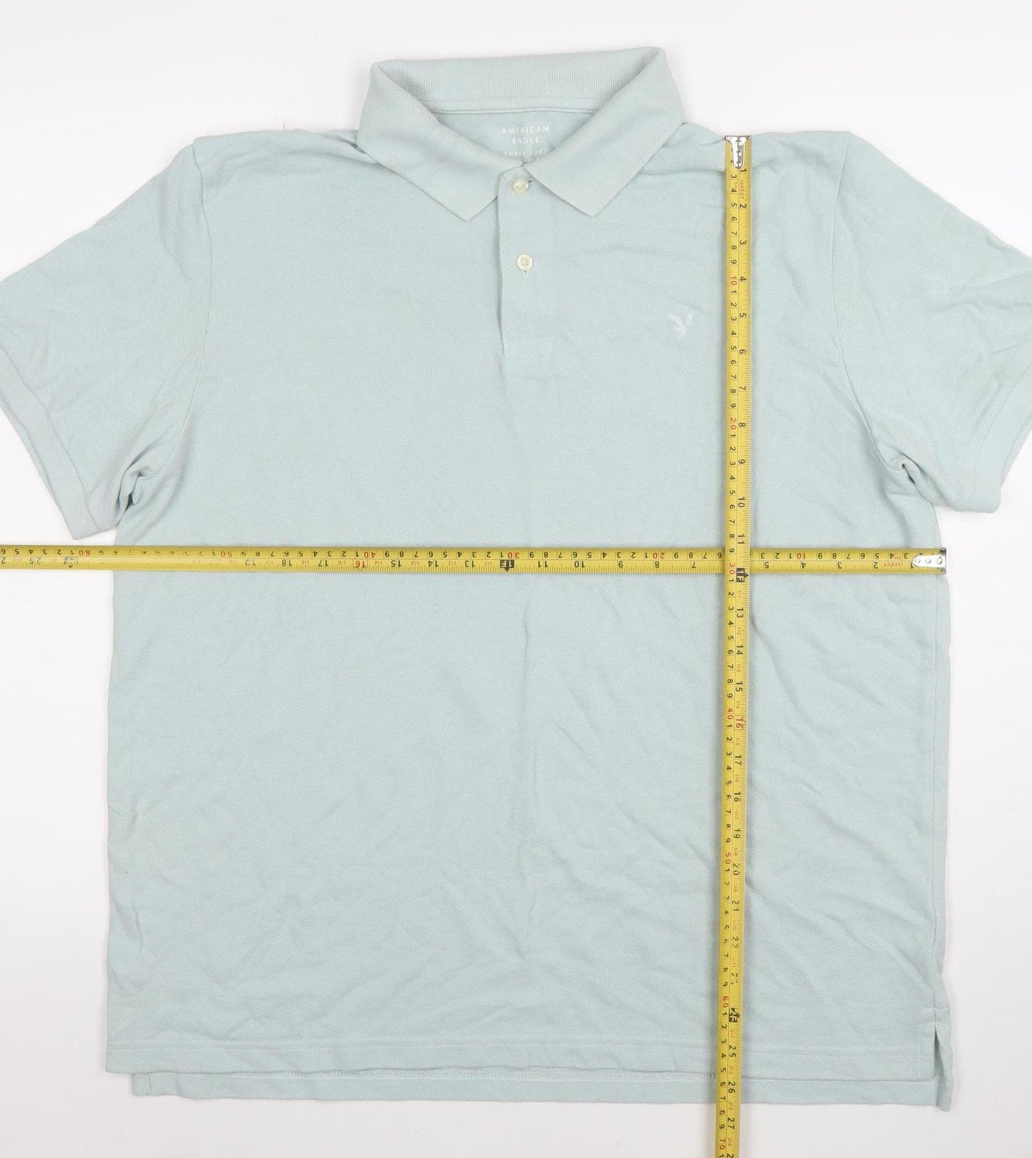 American Eagle Men’s Light Blue Classic Fit Cotton Polo Shirt L