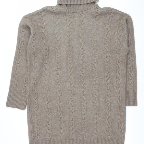 New Look Women’s Beige Roll Neck Cable Knit Jumper Size M