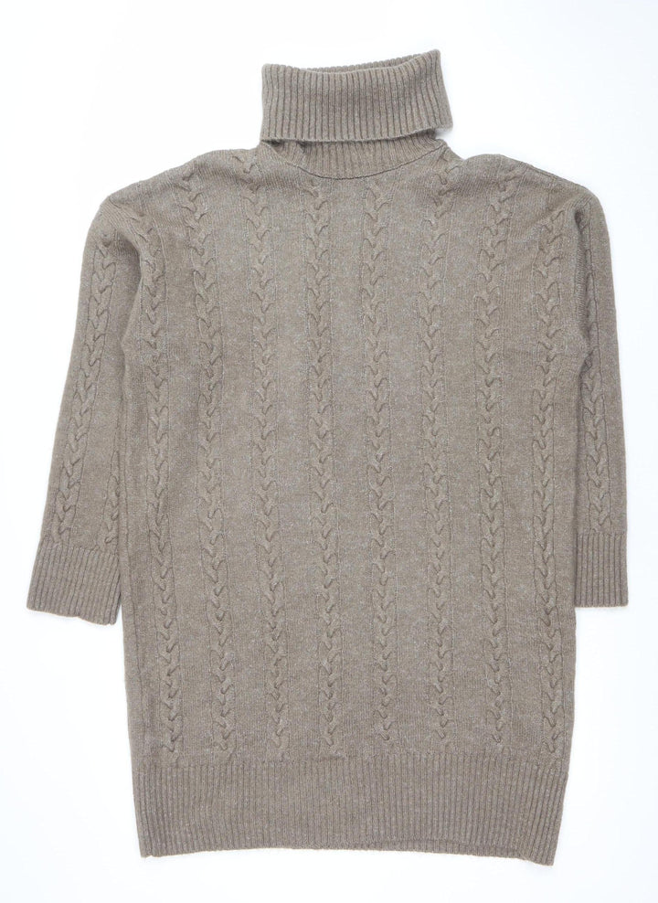 New Look Women’s Beige Roll Neck Cable Knit Jumper Size M
