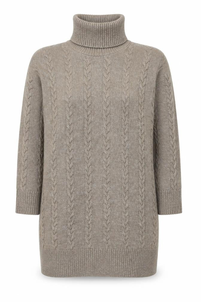New Look Women’s Beige Roll Neck Cable Knit Jumper Size M