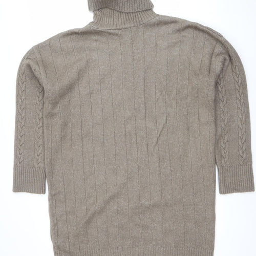 New Look Women’s Beige Roll Neck Cable Knit Jumper Size M