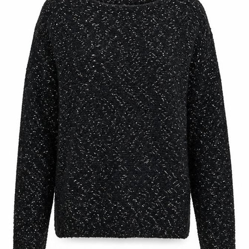 Sweewe Paris Womens Black Metallic Knit Jumper Size M Crew Neck Long Sleeve