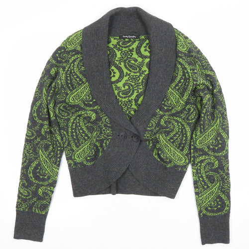 Really Barelays Womens Grey Wool Blend Paisley Cardigan Size 14