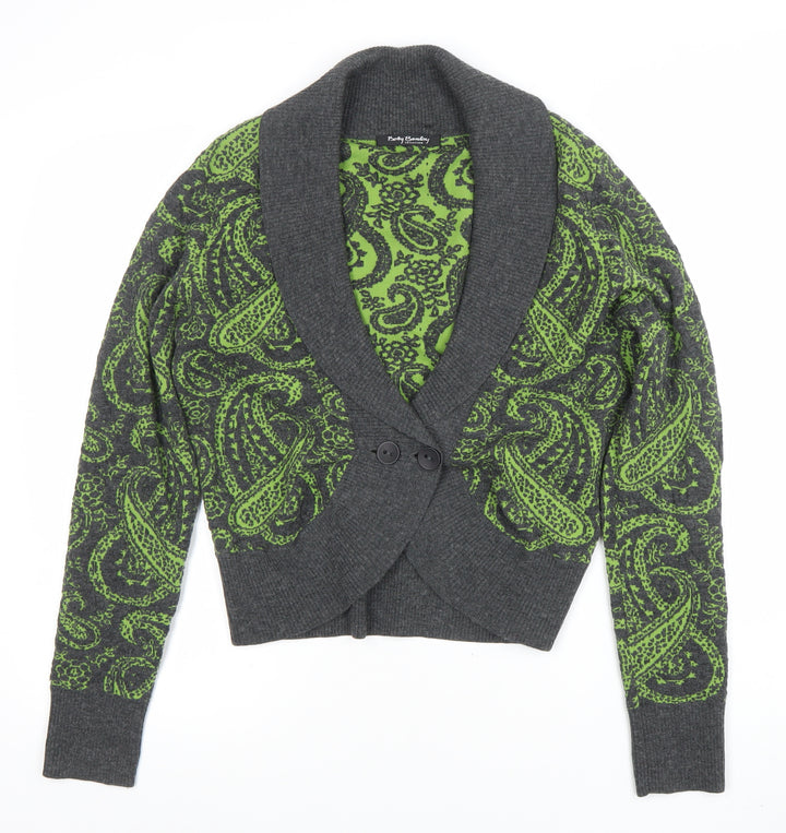 Really Barelays Womens Grey Wool Blend Paisley Cardigan Size 14
