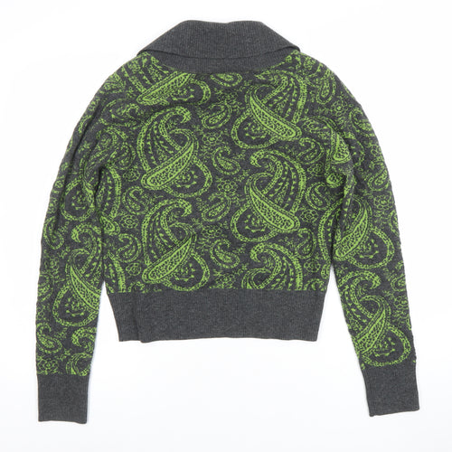Really Barelays Womens Grey Wool Blend Paisley Cardigan Size 14