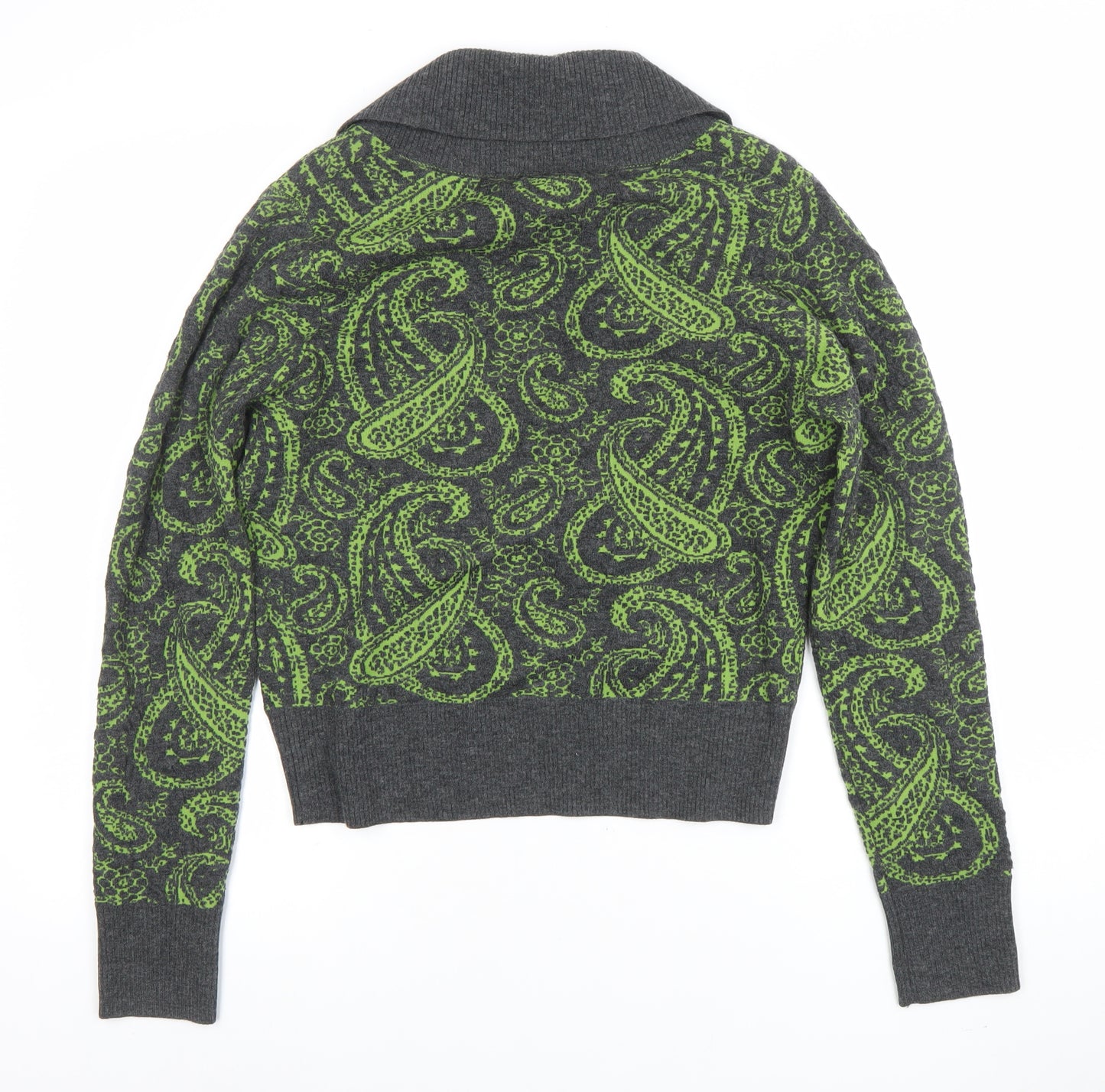 Really Barelays Womens Grey Wool Blend Paisley Cardigan Size 14