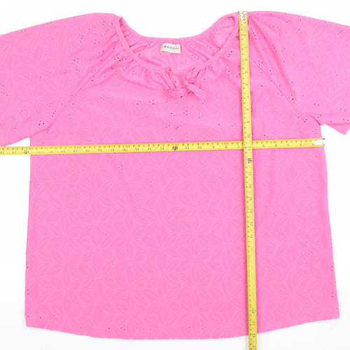 Bassini Women’s Pink Floral Eyelet Tunic Blouse Size 16