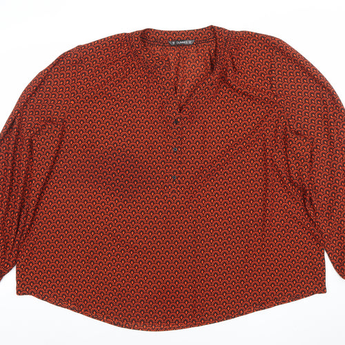 Dunnes Women’s Orange Geometric Long Sleeve Tunic Blouse Size XL