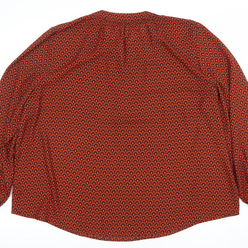 Dunnes Women’s Orange Geometric Long Sleeve Tunic Blouse Size XL